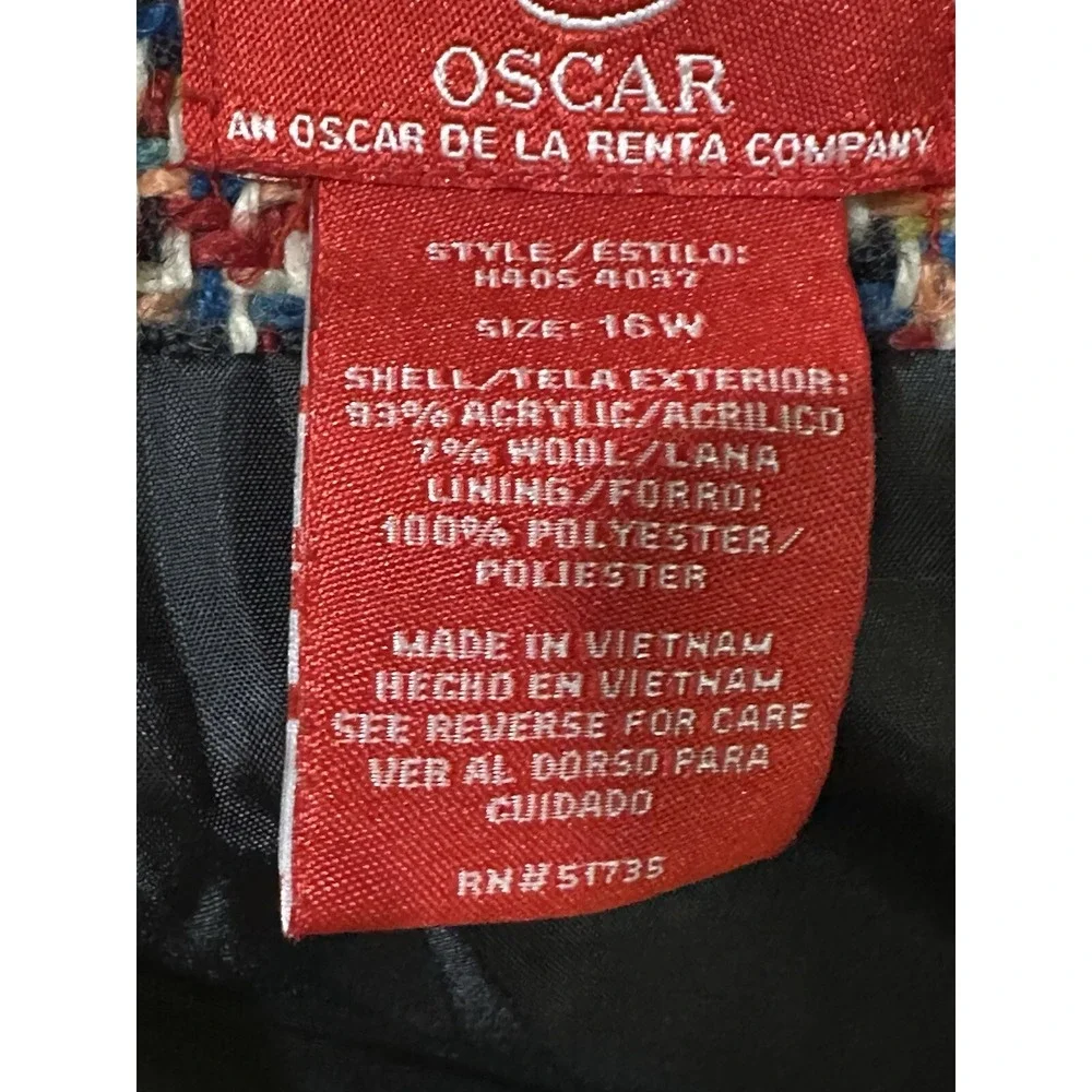 O Oscar by Oscar De La Renta Wool Blend Skirt Size 16W Fringe Rainbow Multicolor